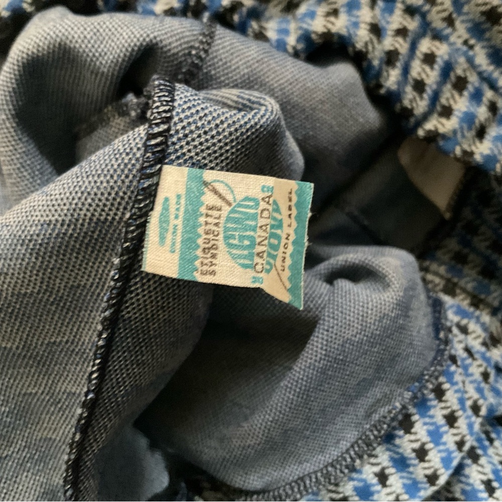 “VINTAGE” Eaton’s new old stock groovy blue checkered wide leg cuffed pants. - Picture 9 of 12
